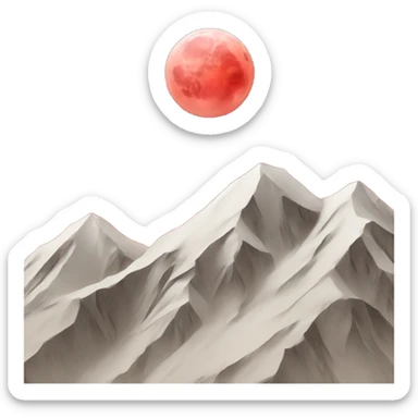 mountain and red moon sticker