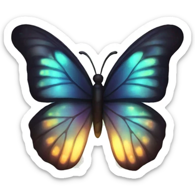 Dark iridescent butterfly glowing sticker