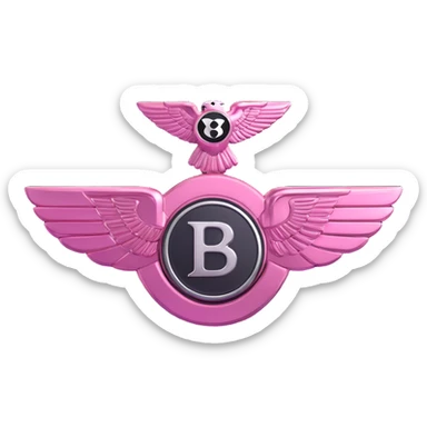 3D Bentley logo in pink, shiny metallic effect, luxury car badge, no text sticker