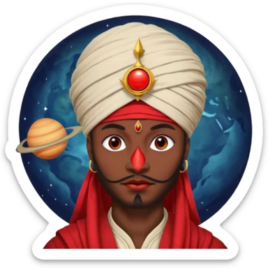 Pero solo con el planeta Saturno 🪐, un moro con turbante 👳🏾‍♂️ y la cara del diablo roja esta 👹 sticker