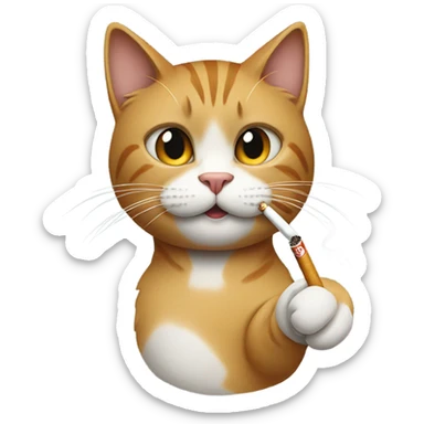 cat smoking a cigarette sticker
