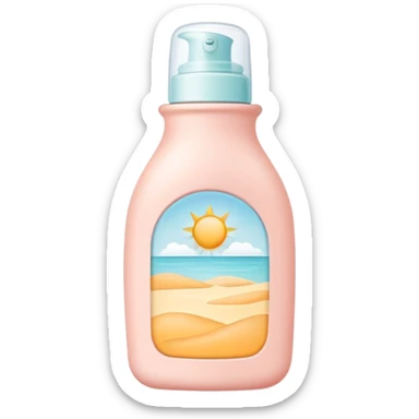 Sunscreen bottle with soft pastel colors, not bright sticker
