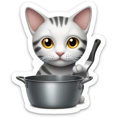Cat holding a pan sticker