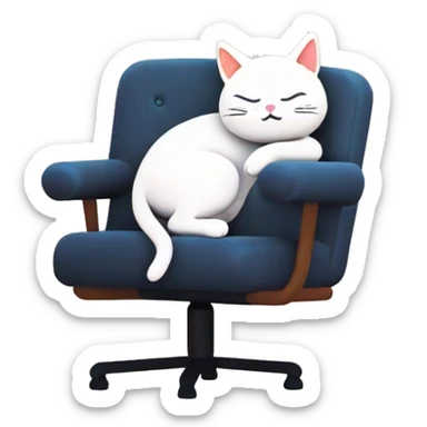 Cat sleeping in an office chair sticker