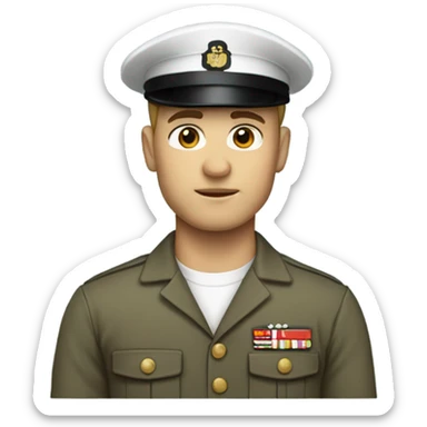 Marine crew member with white skin sticker