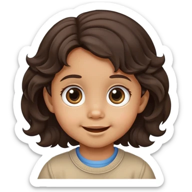cute smiling toddler face with big eyes, medium skin tone, and dark wavy hair sticker