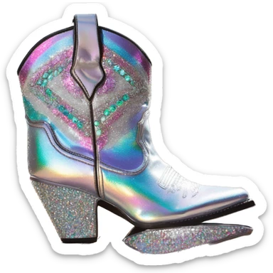 Iridescent Diamond gemstones bedazzled glitter cowboy boots Betsy Johnson sticker