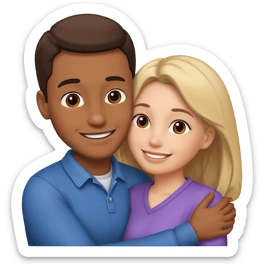 Two people hugging looking at each other, one male one female sticker