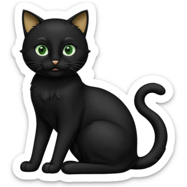 Chat noir peinture mignon assis sticker