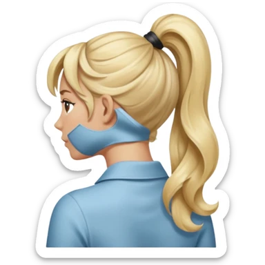 back view of a high blonde ponytail, wavy hair sticker