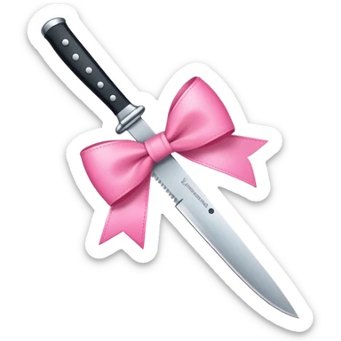 A knife with a preppy pink bow on it sticker