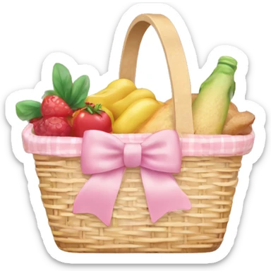Picnic  basket in light pink bow sticker