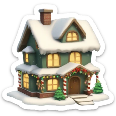 cute christmas house sticker
