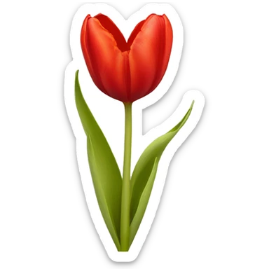 Tulipan amarillo con un corazón rojo al lado  sticker