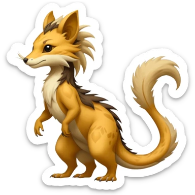Cool badass furry fantasy-Vernid-creature by LiLaiRa with a long tufted tail (full body) sticker