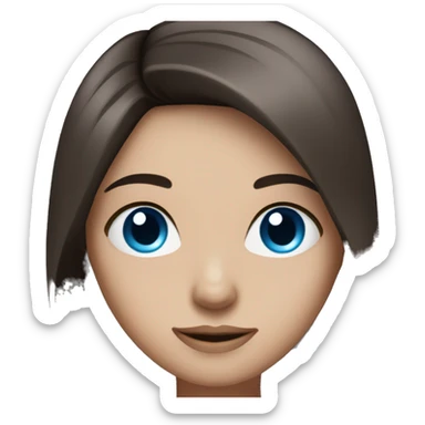 pretty girl with long straight dark brown hair and blue eyes sticker