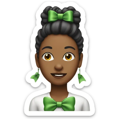 Realistic Yorker with a green bow in her hair sticker
