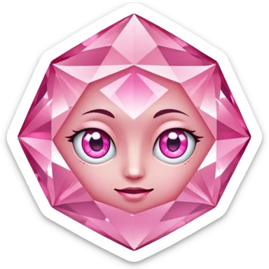 pink diamond with eyes, no mouth, very shiny sticker