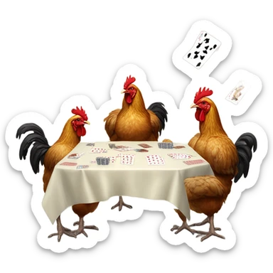 Chickens playing cards sticker