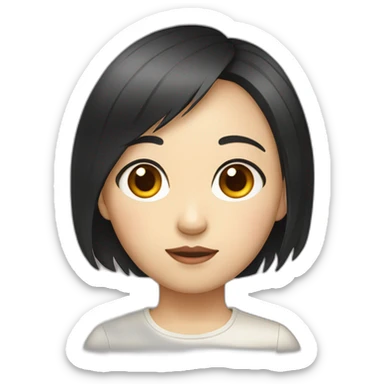 aisian girl with short hair big eyes red rip sticker