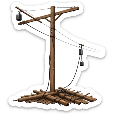 poste eléctrico con cables caídos sticker