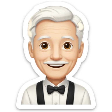 ai aik old man with white hair wearing waitor dress sticker