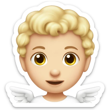 Caucasian newborn baby angel sticker
