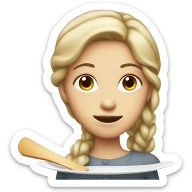 Girl with a really long face and a plate sticker