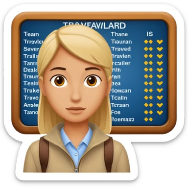 Traveler character with Looking toward a departure board  sticker
