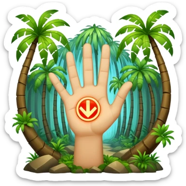 forest character hand out stop gesture glowing rune palm sticker