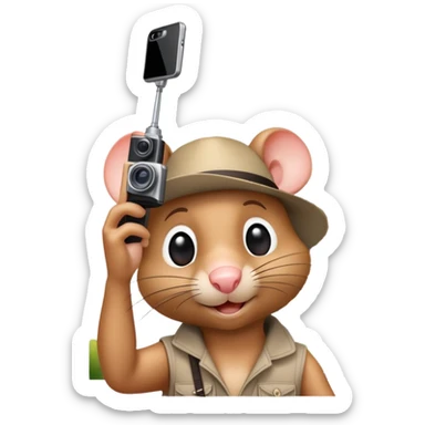 Rat tourist taking selfie in front of Eiffel Tower sticker