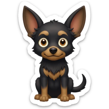 black dog with floppy goblin ears sticker
