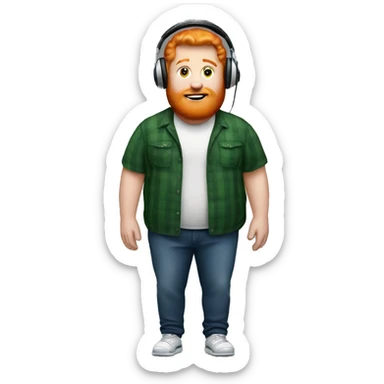 fat ginger man with headphone sticker