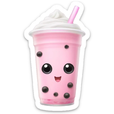 Baby pink bubble tea sticker