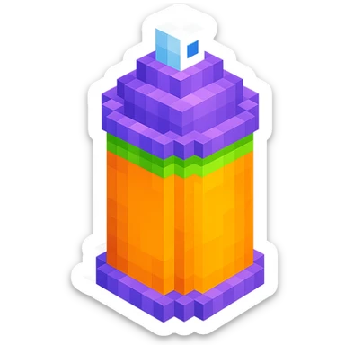 voxel style spray paint can, generic color, isometric view sticker