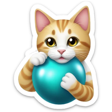 Cute cat playing with a bauble  sticker