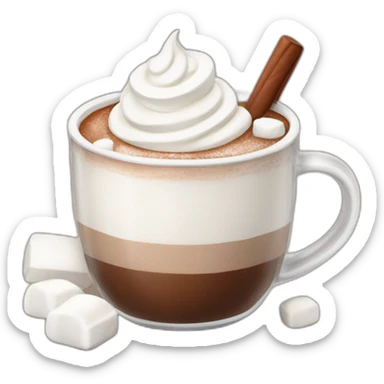 mug of hot chocolate with marshmallows and whipped cream sticker