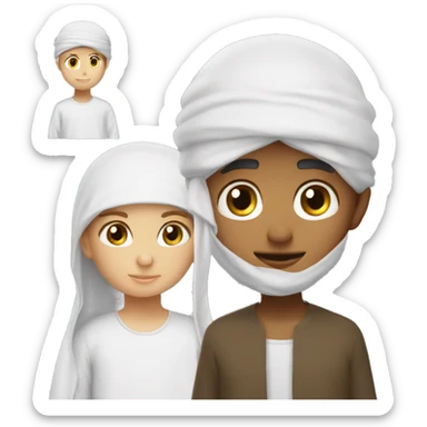 create a emoji a boy giving azan wearing white tope and withe cap musl sticker