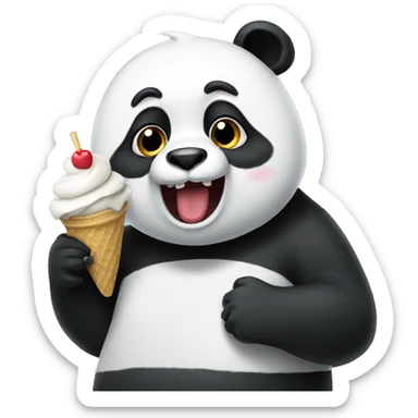 Panda eating ice cream sticker
