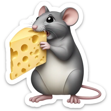 mouse eating cheese sticker