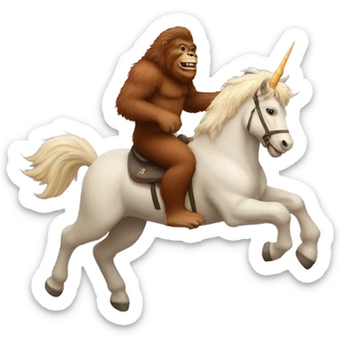 bigfoot riding. unicorn sticker
