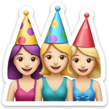 parti şapkalı kadınlar sticker