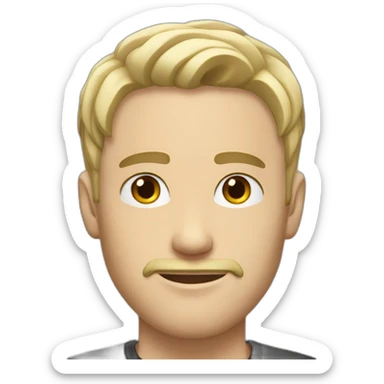 white young man with black short beard and black flat hair sticker