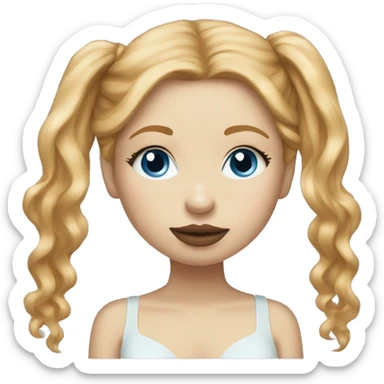 Pale girl, strawberry blonde hair and blue eyes kissing her Yorkie  sticker