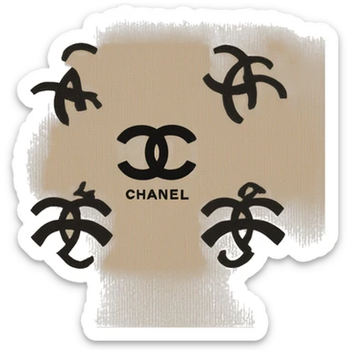Chanel logo scarf beige wool sticker