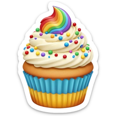 cute cupcake with colorful frosting and sprinkles sticker