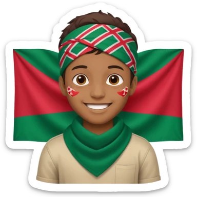 A Boy With a Bangladesh flag Bandana sticker
