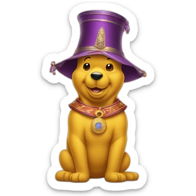 Winnie the Pooh wearing an emperor's hat sticker