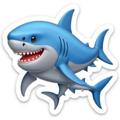 Un tiburón con zapatillas azules sticker