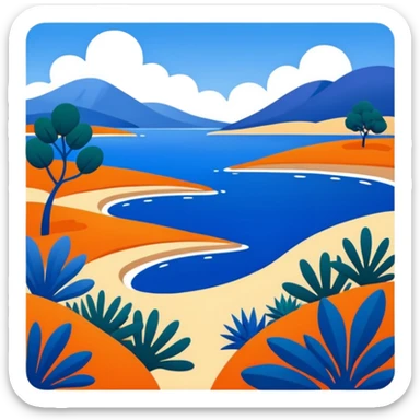 Matisse style BLUE abstract art landscape sticker